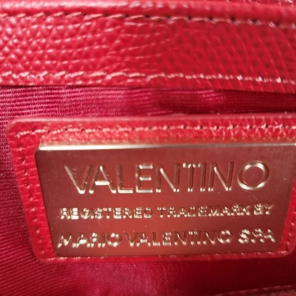 Valentino Red Leather Wallet with Textured Finish